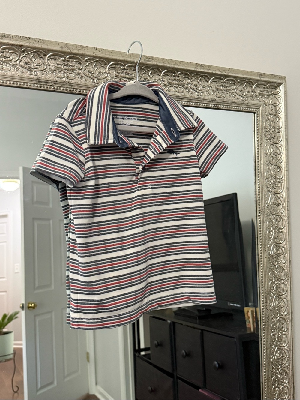 Striped Short-Sleeve Polo Shirt for Kids - Navy, Red, White